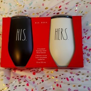 Rae Dunn His & Hers stainless steel wine glasses